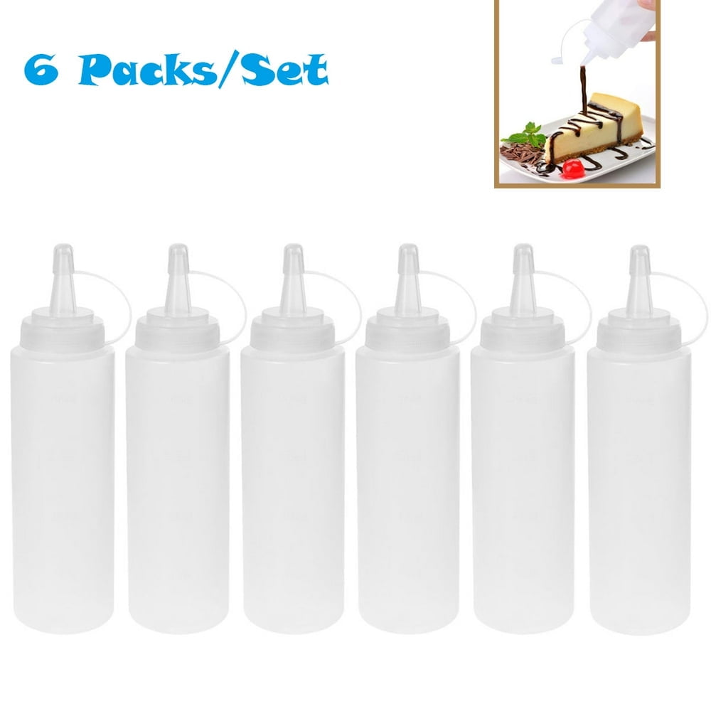 SHZHSDWEIJ Pack of 6 8 oz Plastic Condiment Bottles with Cap