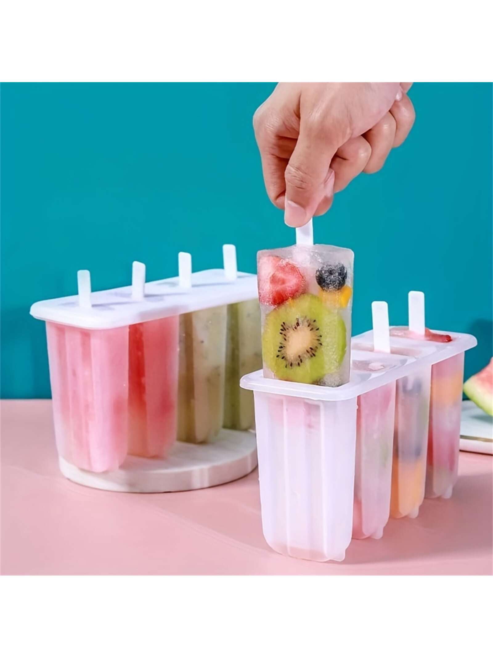 SHZHYIQIMR Cute DIY Homemade RV Kitchen 4 Popsicle Mold With Cover