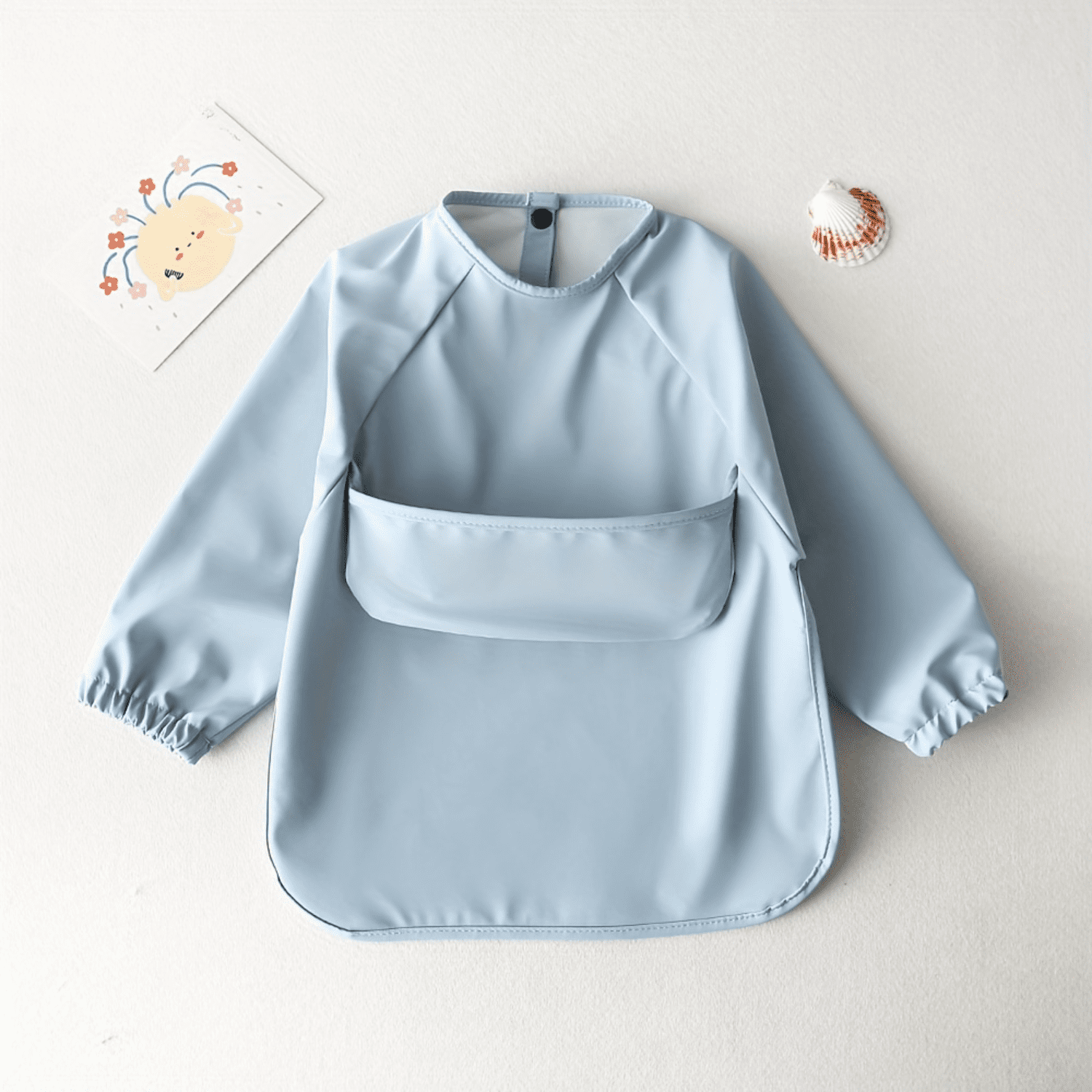 SHZHYIQIMR Soft Waterproof Pu Long Sleeve Bib for Eating Reverse Wear