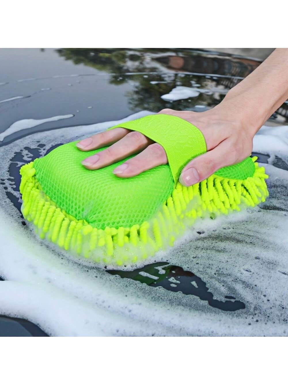 SHZHYIQIMR Ultra Absorbent 1pc Car Wash Mitt and Microfiber Washing Sponge Set for Superior Car
