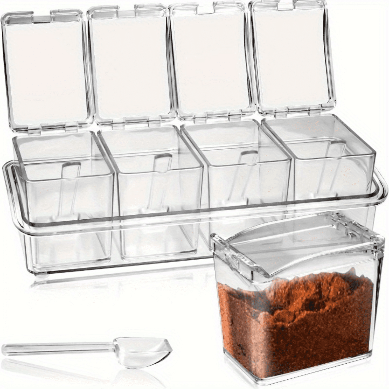 SHZHYUESONGKJ Clear Acrylic Seasoning Box Organizer Convenient Spice