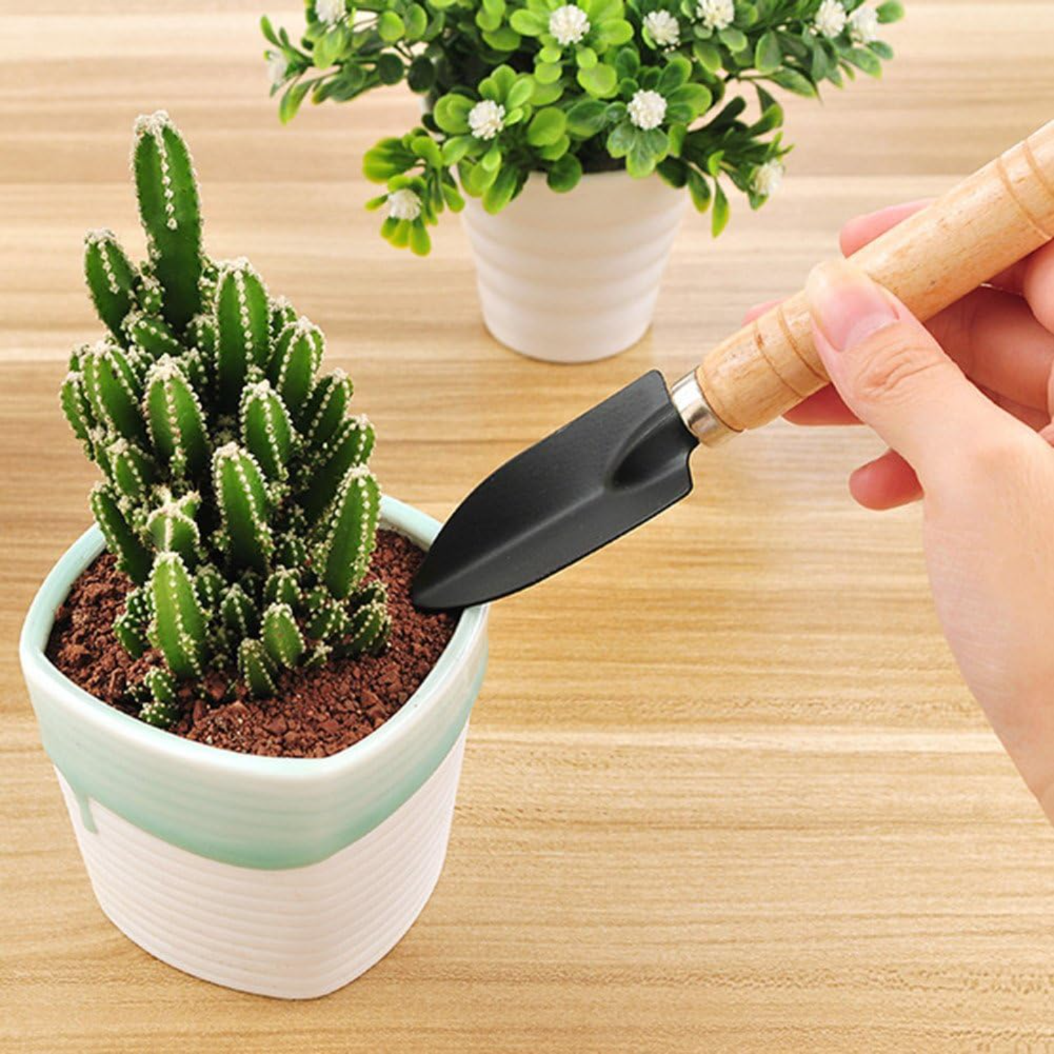 SHZHYUESONGKJ Small Mini Wooden Handle Gardening Tools Set Essential