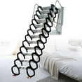 thumbnail image 1 of SHZICMY 12-Step Folding Ladder Wall Mounted Loft Stairs Attic Ladder Telescopic Al-Mg alloy Black White 882lb, 1 of 12