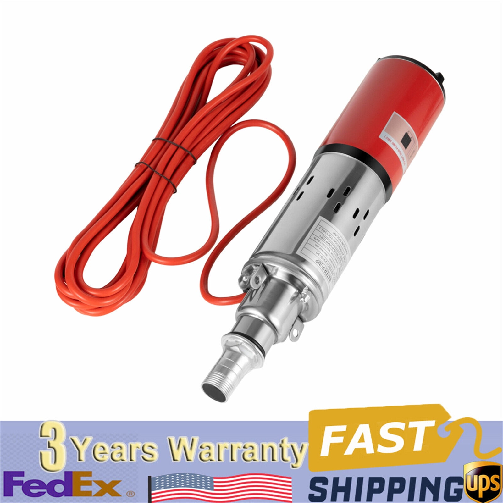 SHZICMY 12V Solar Submersible Pump Deep Well Water DC Pump Stainless Steel 1500L/H US