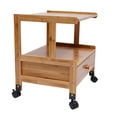 thumbnail image 1 of SHZICMY 2 Tiers Printer Stand Holder Wood Storage Shelf Cart with Drawer & Wheels, 1 of 11