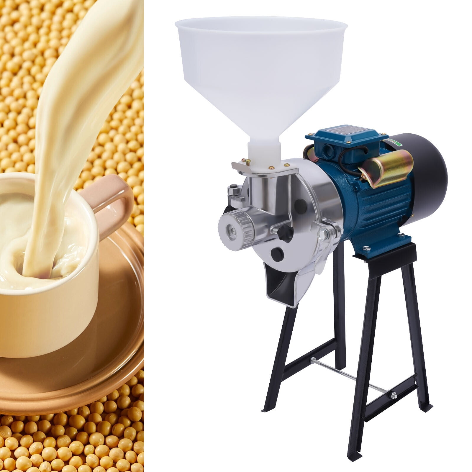 SHZICMY 2200W Electric Aluminum Alloy Grain Mill Grinder Corn Wet & Dry Cereal Grinding Machine with Funnel