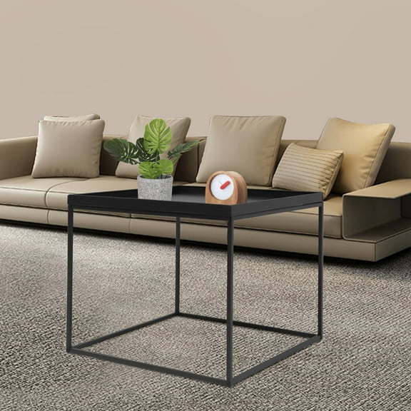 SHZICMY 24" Square Metal Square Tray, Coffee End Table Side Table Home Office Matt Black