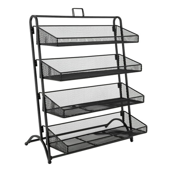 SHZICMY 4 Tiers Display Rack Stand Iron Retail Snacks Food Candy Shelf Organizer Black