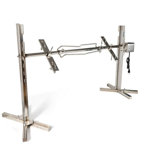 SHZICMY 53" Roaster Stand Rotisserie Pig Lamb Roast BBQ Outdoor Grill Tool Motor Silver 15W