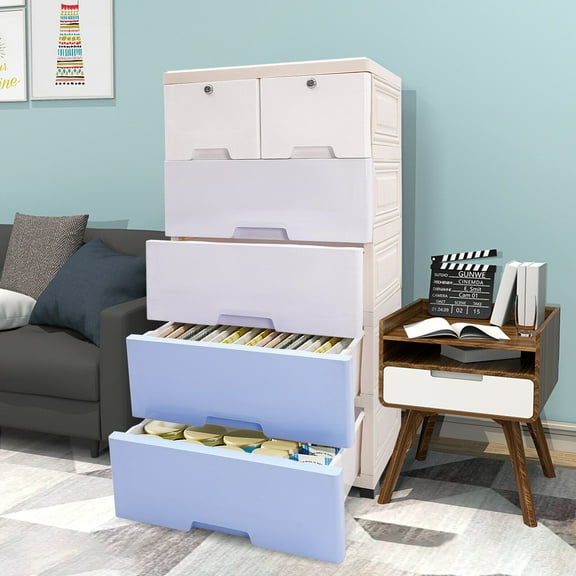 SHZICMY 6-Drawers Dresser for Bedroom Chest Drawers Storage Cabinet Closet Free Standing