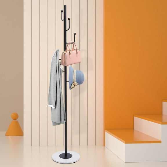 SHZICMY 6 Hooks Coat Rack Clothes/Bag Hanger Tree Stand Umbrella Holder w/ Marble Base