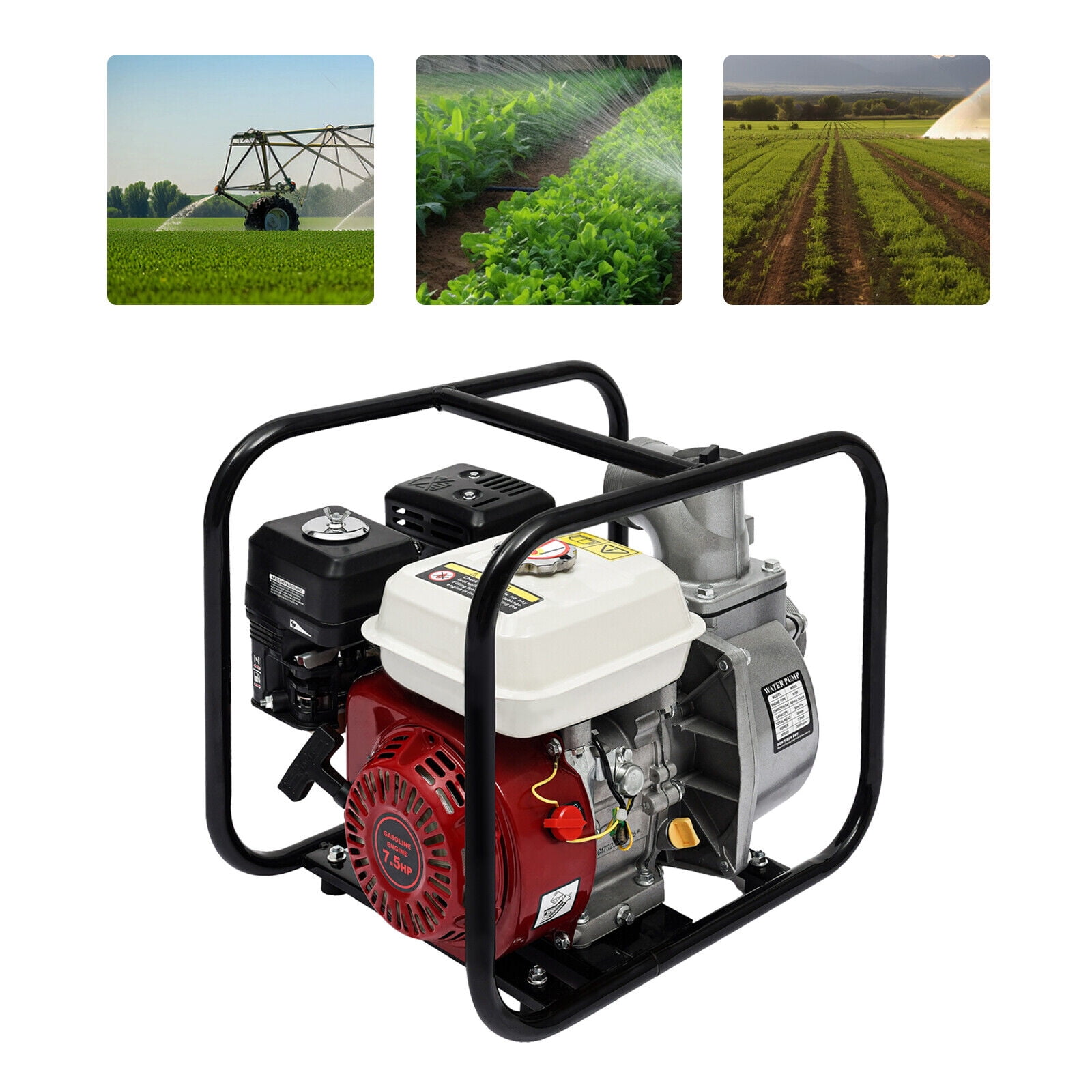 Shzicmy 7.5HP 4 Stroke Gasoline Water Pump 3" Portable GasPowered Semi