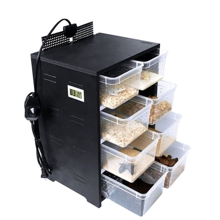 SHZICMY 8-Grids Professional Reptile Spider Lizard Breeding Cabinet with Hygrometer Black
