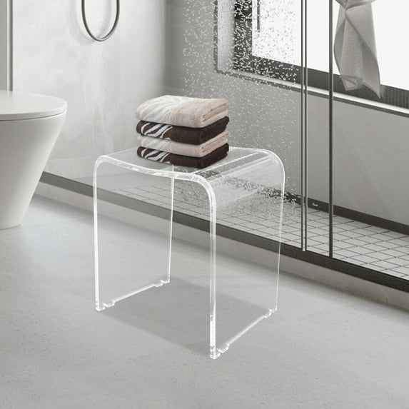 SHZICMY Acrylic Clear Shower Bench Stool U-Shaped Bathroom Safety Anti-Slip Chair Seat 300Lbs Weight Capacity
