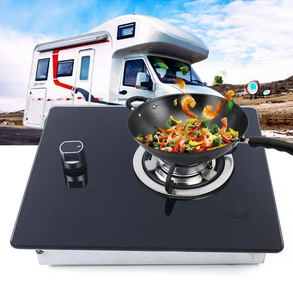 SHZICMY Boat Caravan RV Camper Built in 1 Gas Burner LPG Gas Stove Hob w/ Tempered Glass