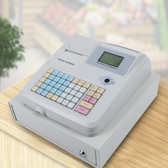 SHZICMY Electronic Cash Register with Flat Keyboard & Thermal Printer Commercial 48 Keys