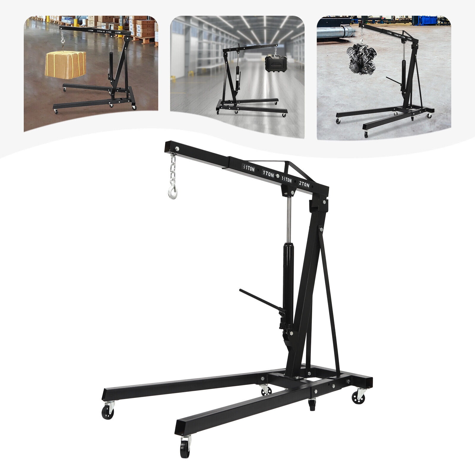 SHZICMY Heavy Duty 2 Ton Engine Hoist Crane Folding Hoist Hydraulic