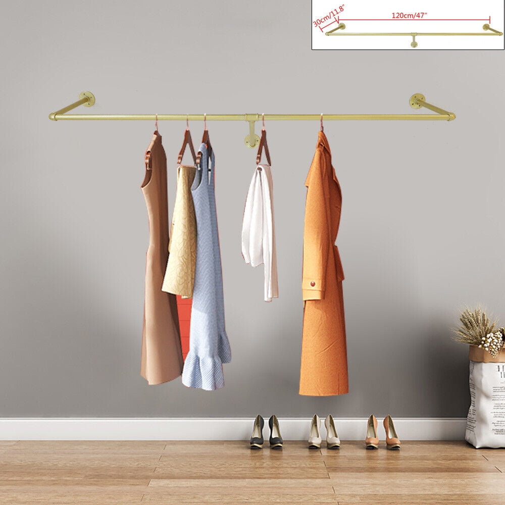SHZICMY Industrial Gold Clothes Rack Pipe Clothes Hanging Pole Shelves ...