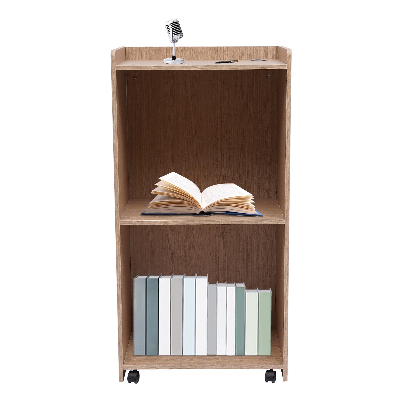 SHZICMY Mobile Podium Wooden Floor Standing Stand Speaking Lectern with ...