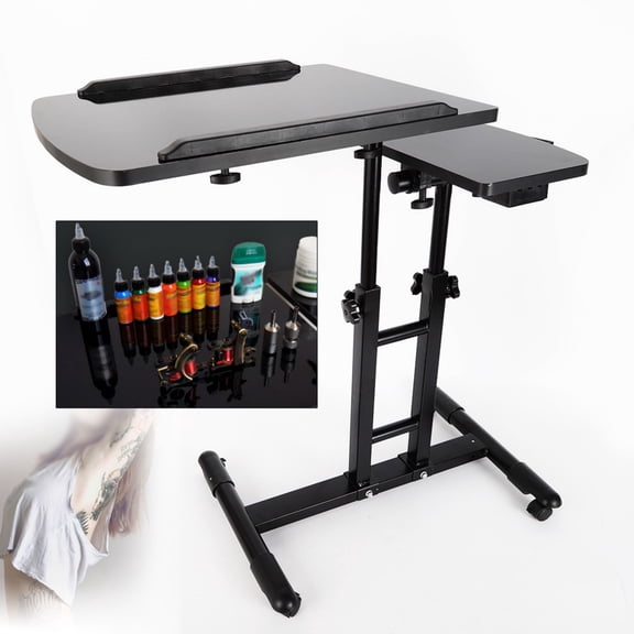 SHZICMY Portable Mobile Tattoo Work Station Arm Rest Stand Desk Table Workbench with Universal Wheels, Height Adjustable