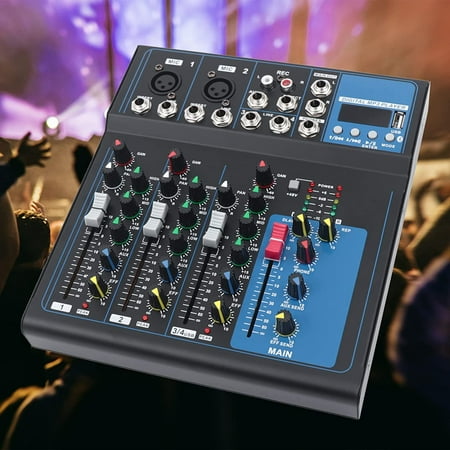 SHZICMY Professional 4-Channel Mixing Console Audio Mixer Sound Board Bluetooth with USB Drive