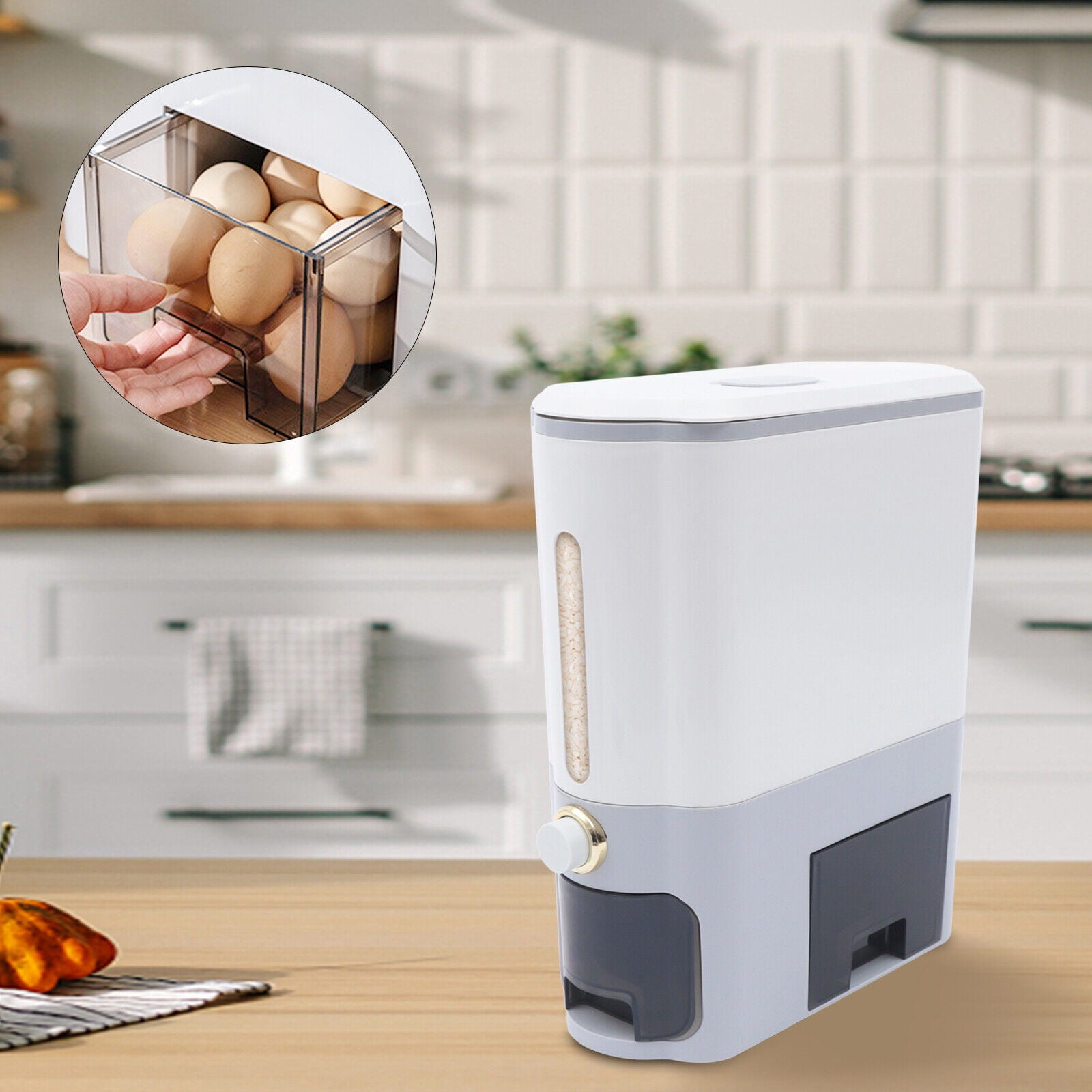 SHZICMY Rice Dispenser 26.5LBS Rice Storage Containers with Lid Large ...