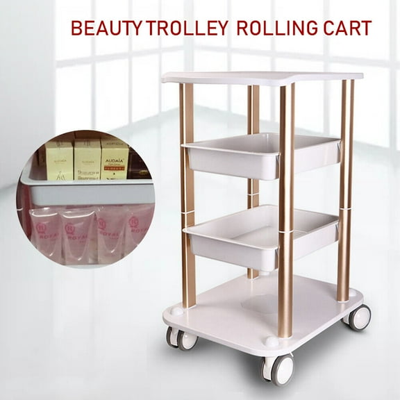 SHZICMY SPA Instrument Cart 4-Layer Trolley Cart with 360 Caster Moveable Trolley for Beauty Salon