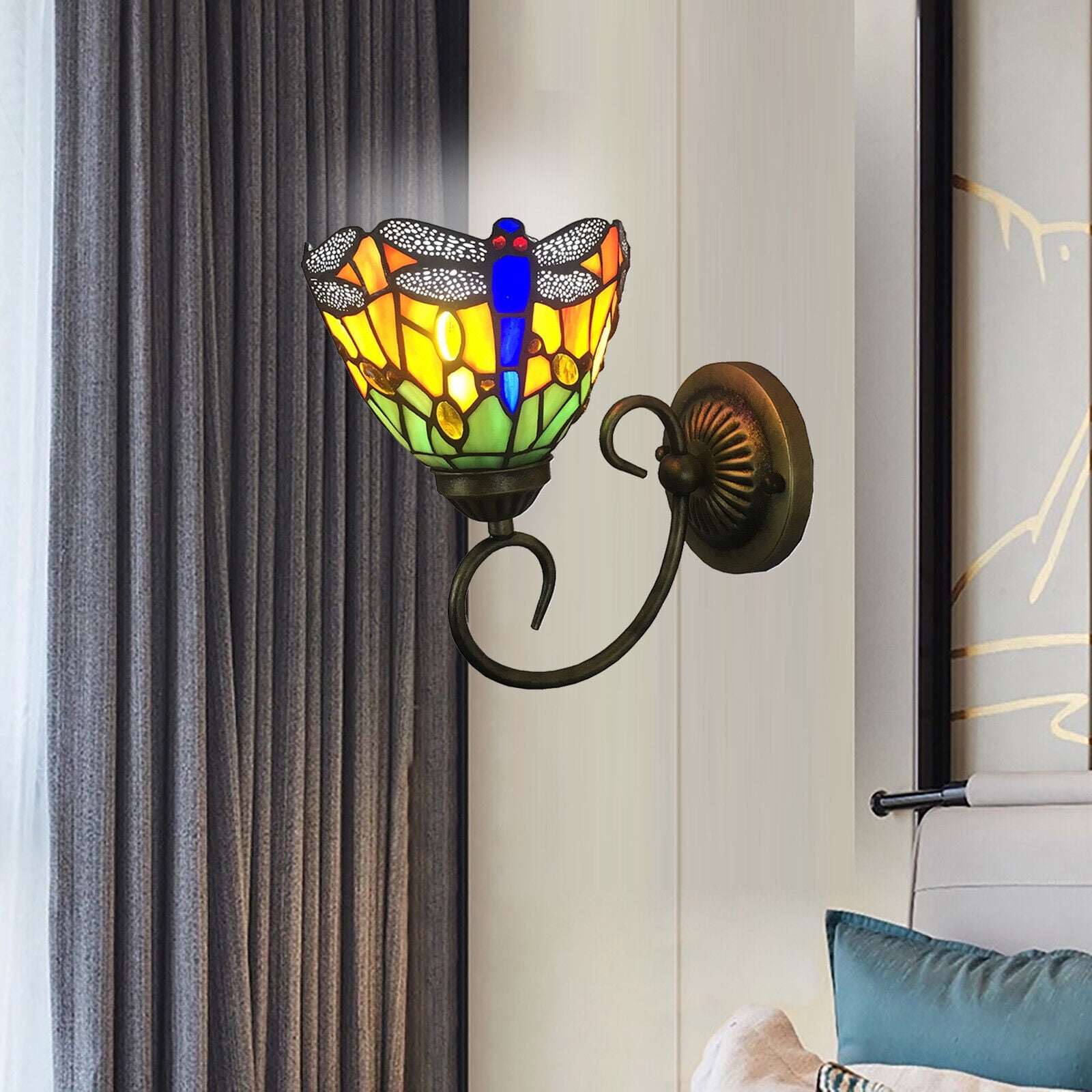SHZICMY Stained Glass Wall Lamp Wall Sconce Tiffany Style Wall Light ...