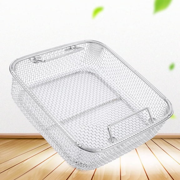 SHZICMY Stainless Steel Rectangular Mesh Tray Wire Basket Cleaning Tray for Washing Drying Food 25247CM