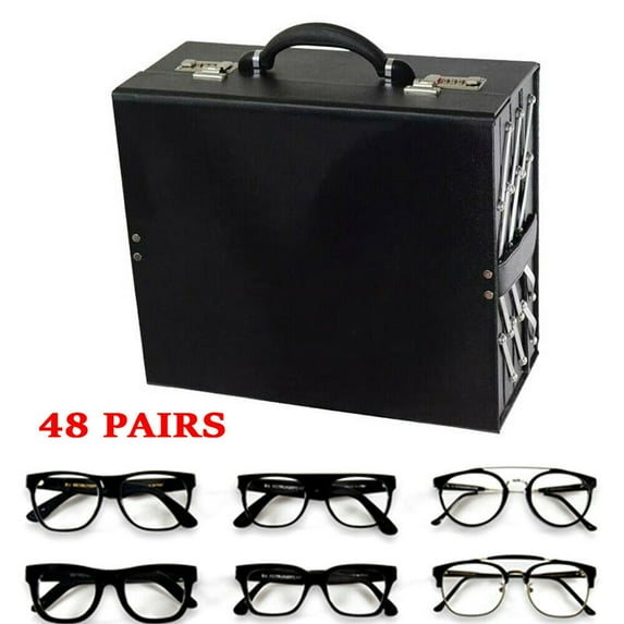 SHZICMY Sunglass Organizer Leather Eyeglasses Collector 48 Slots PU Eyewear Display Case Storage Box