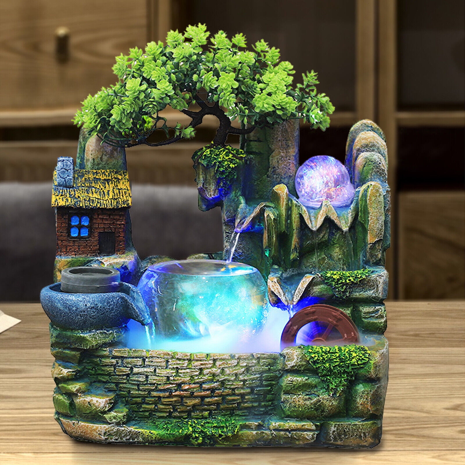 SHZICMY Tabletop Water Fountain Indoor Rockery Waterfall