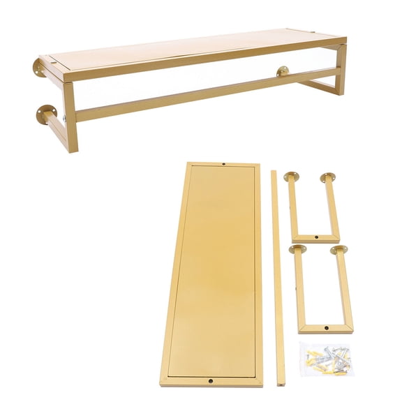31.5" Gold Wall Mounted Clothes Rack Wall Floating Storage Shelf Clothing Drying Hanger