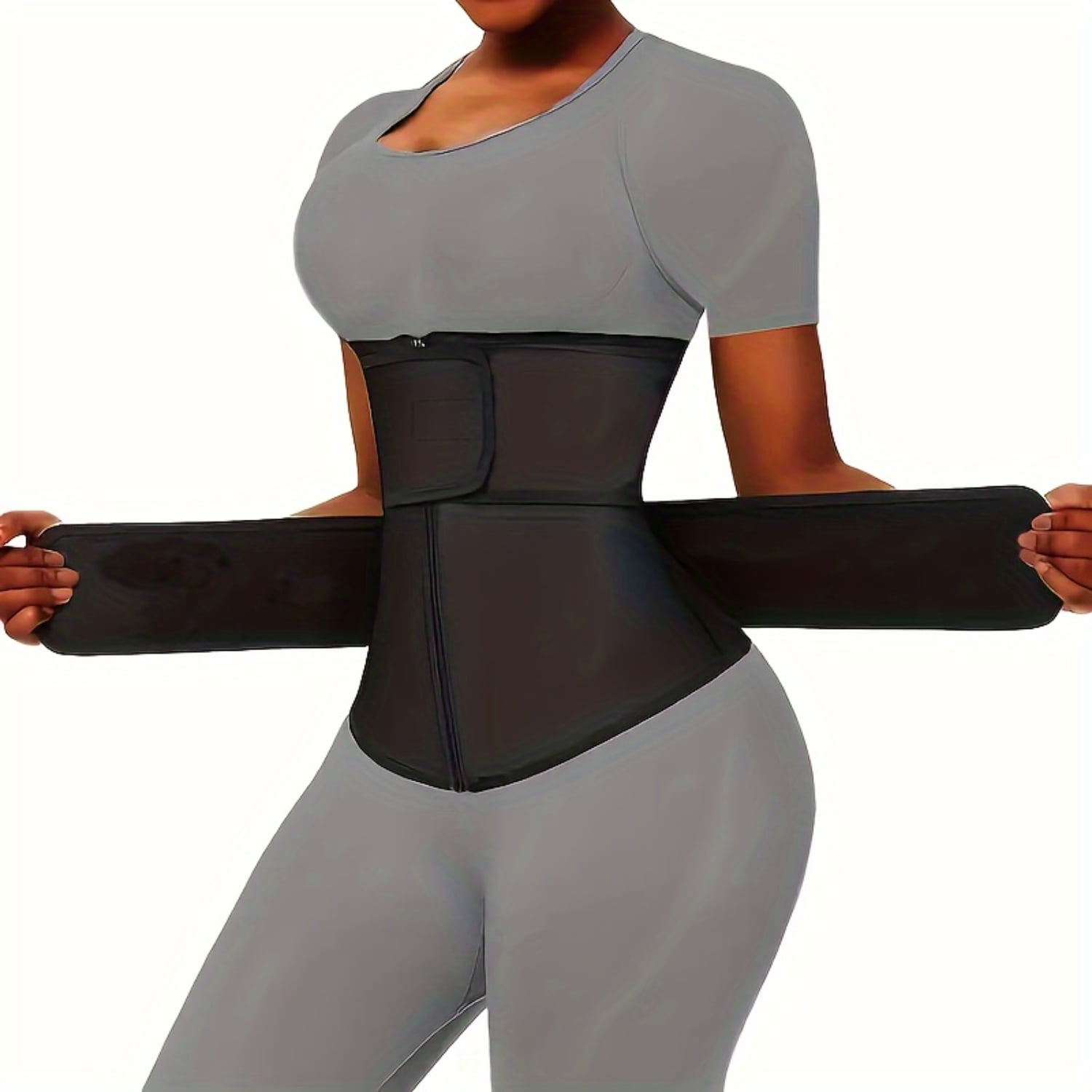 SHZNSJWDKJ Adjustable Women‘s Zipper Waist Trainer Sauna Suit with