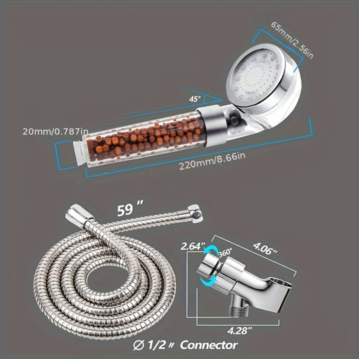 SHZNSJWDKJ Highpressure Handheld Filtered Shower Head Set 5 Pieces