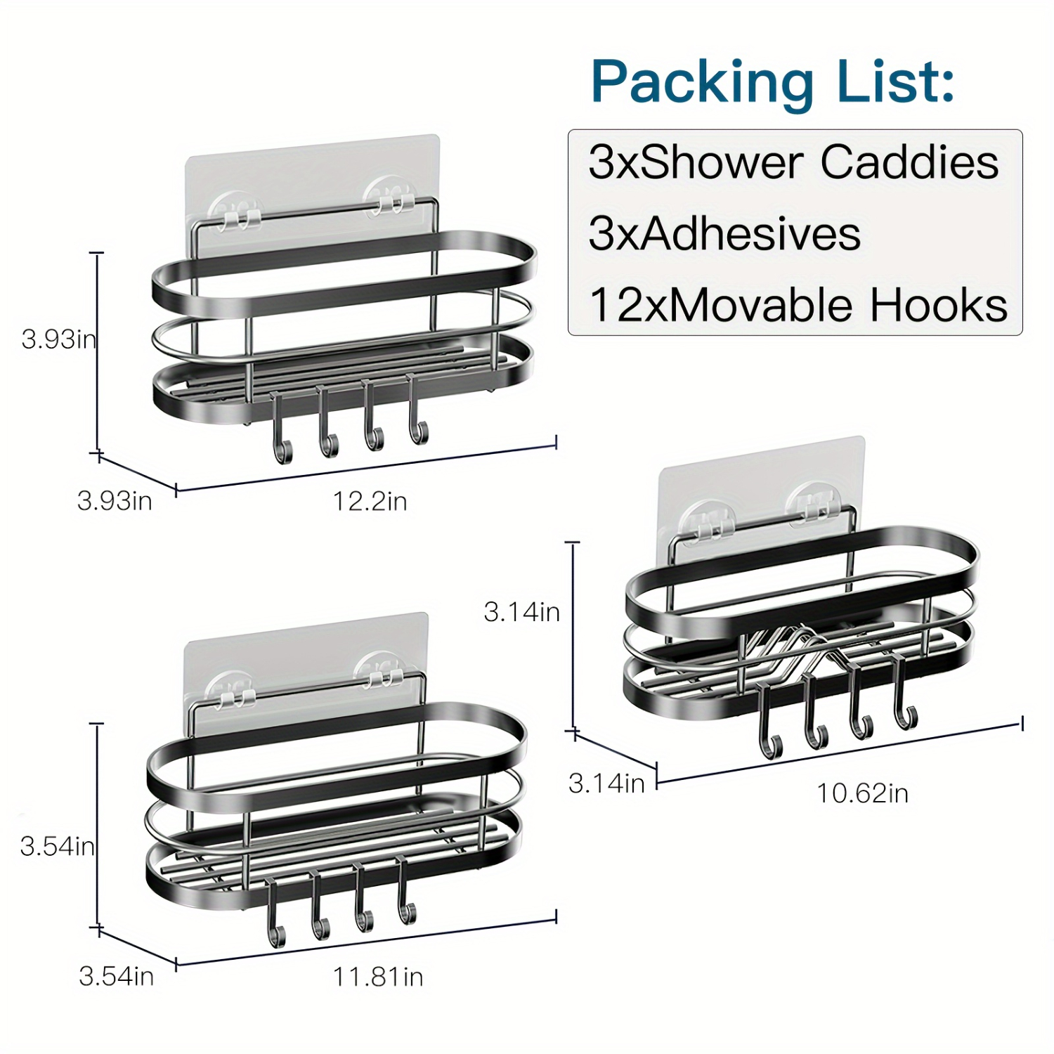 SHZNSJWDKJ Modern NoFalling 3Pack Shower Caddy Organizer with Strong