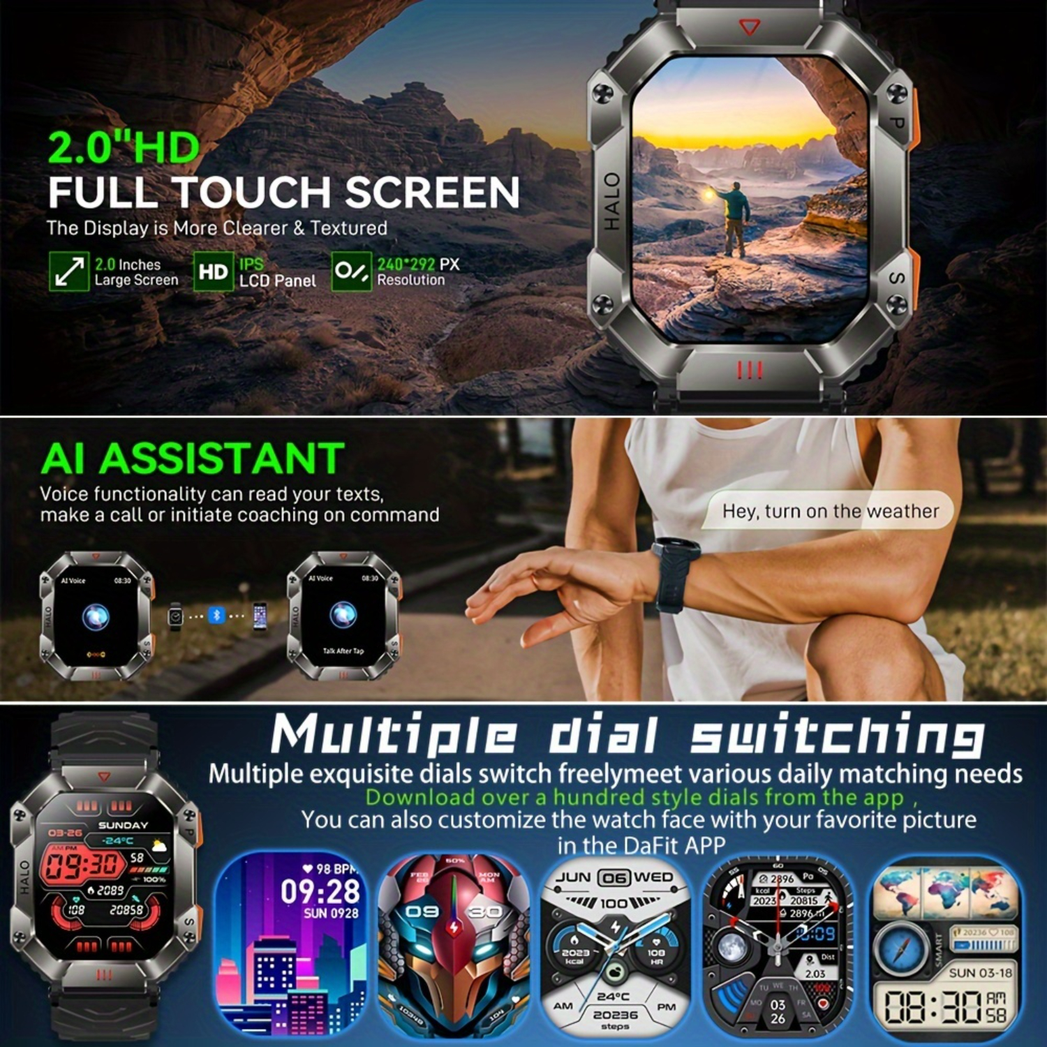 SHZNSJWDKJ Wireless Calls Fitness Smart Watch with GPS Trajectory