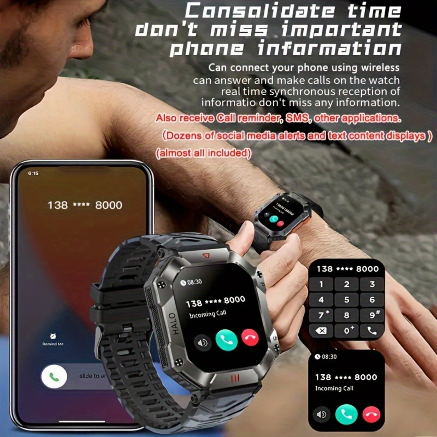 SHZNSJWDKJ Wireless Calls Fitness Smart Watch with GPS Trajectory