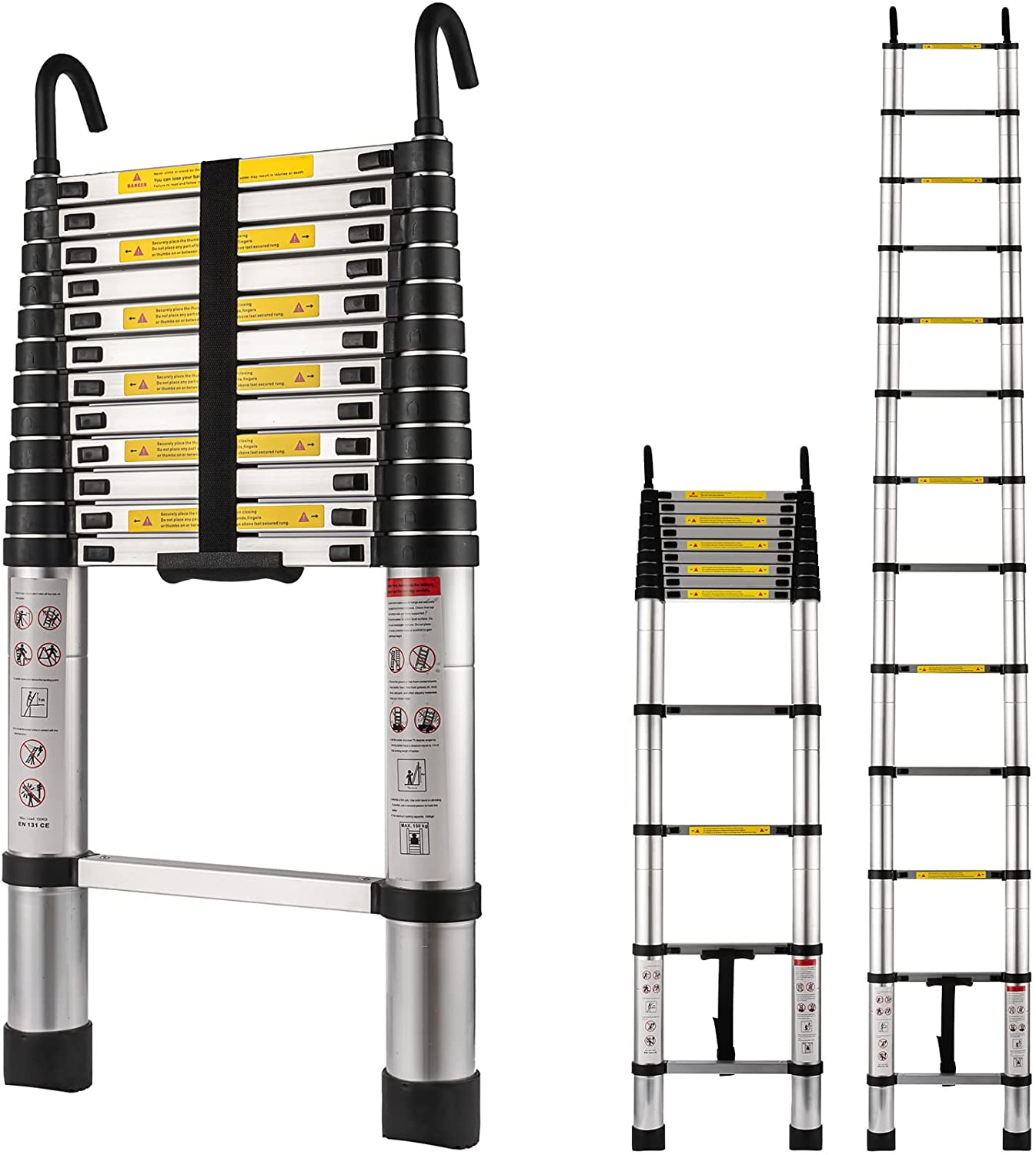 COSCO SmartClose Telescoping Aluminum Ladder with top cap (300lb