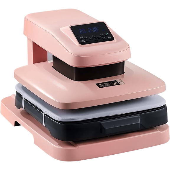 SHZOND 15x15 Inch Auto Heat Press Machine for T-Shirts, Digital Display Heat Transfer Machine,Even Heating for Vinyl,HTV, Sublimation Projects(Pink)