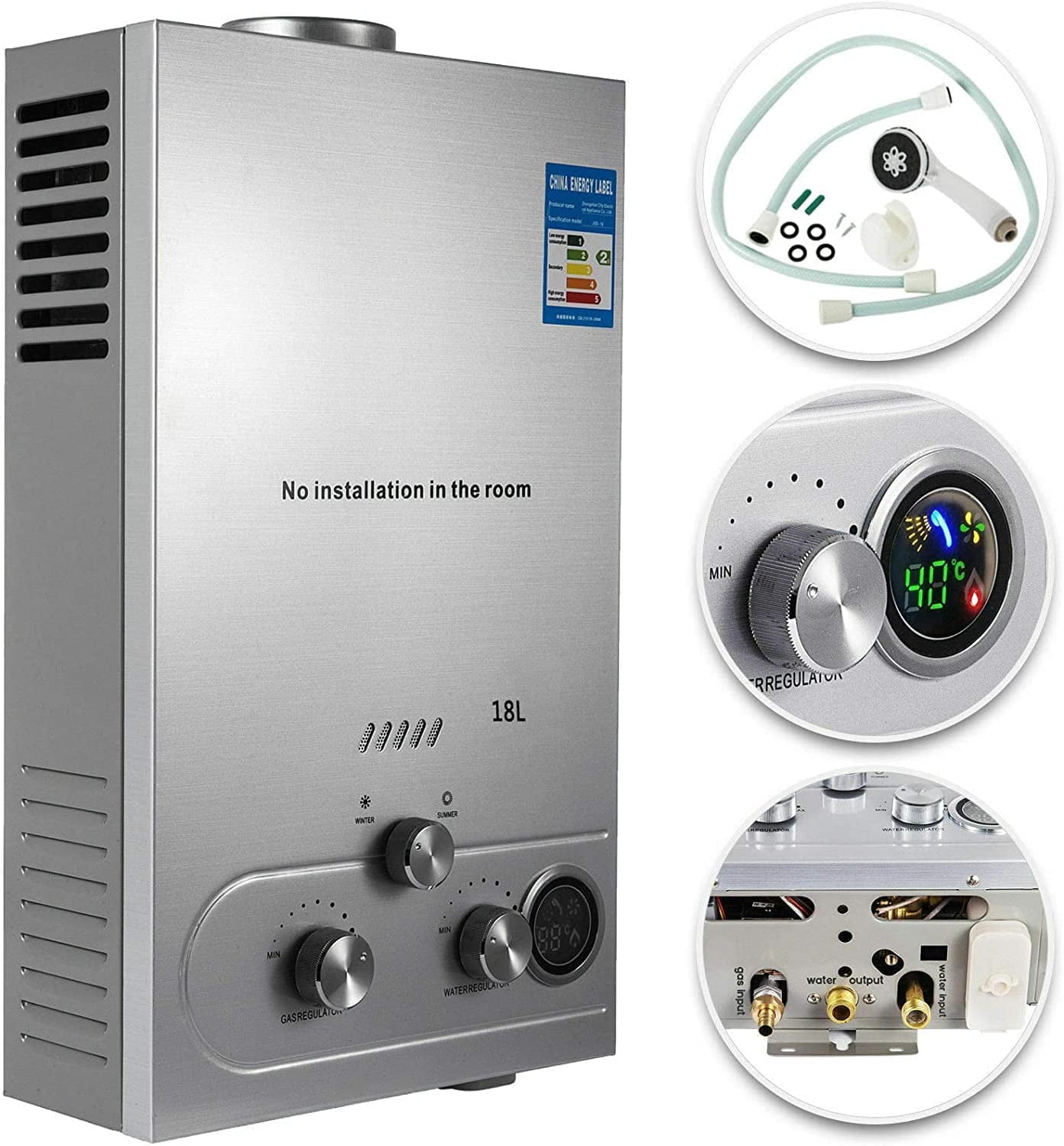 SHZOND 18L Natural Gas Hot Water Heater 5GPM On-Demand Tankless Instant  Boiler w/Shower - Walmart.com