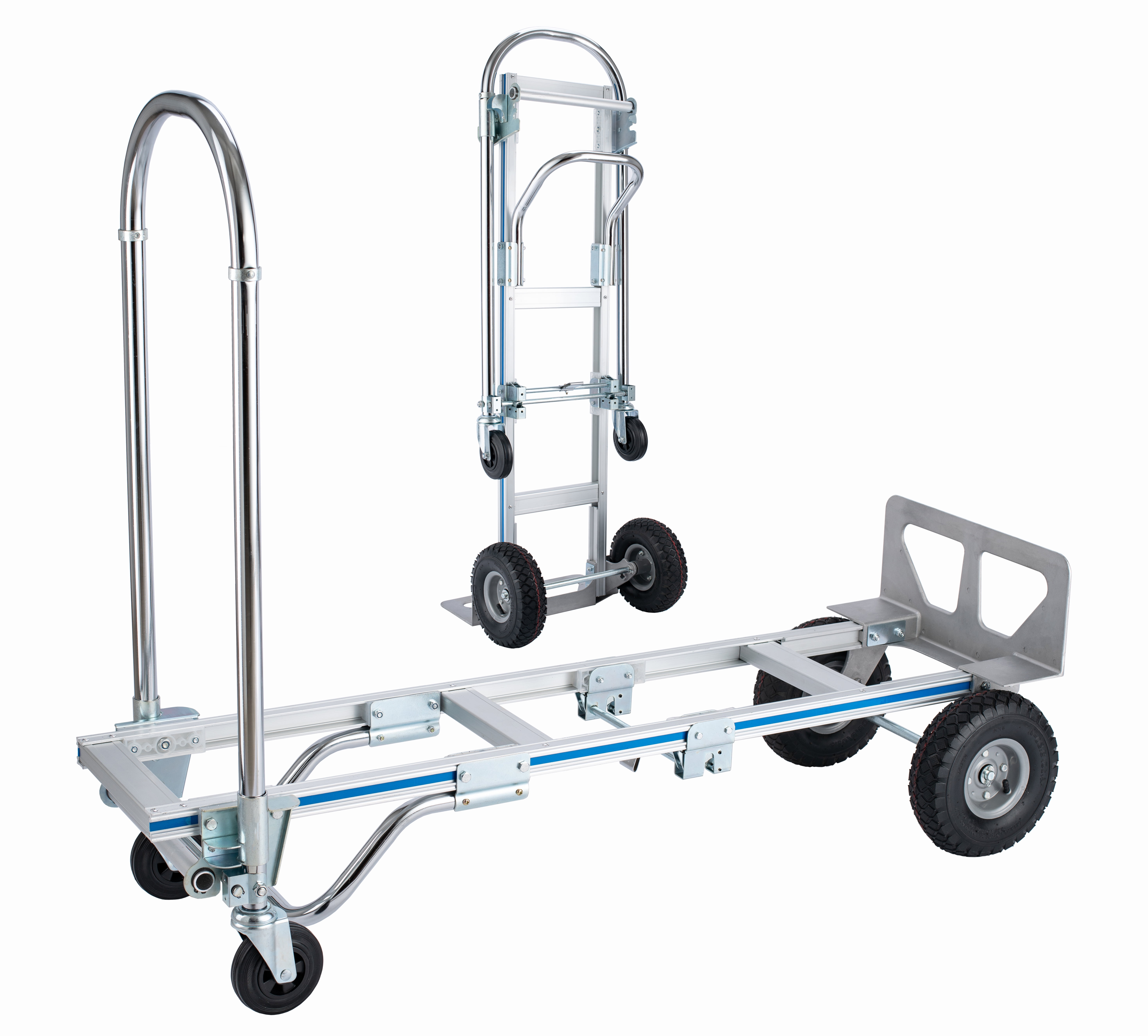 SHZOND 2 in 1 Convertible Hand Truck,  1000 LBS Weight Capacity Heavy Duty Hand Truck, 4 Wheels Durable Aluminum and Steel Construction Hand Truck Dolly with  Nose Plate