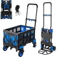 thumbnail image 1 of SHZOND 2 in 1 Folding Hand Truck Dolly with Basket, 330LBS Capacity  Hand Truck with 4 Wheels, Retractable Handle Collapsible Cart, Include 2 Bungee Cords, for Moving, Luggage, Office, 1 of 9