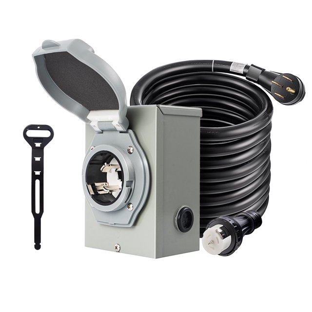 SHZOND 50 Amp Generator Cord and Power Inlet Box, 25Ft Generator