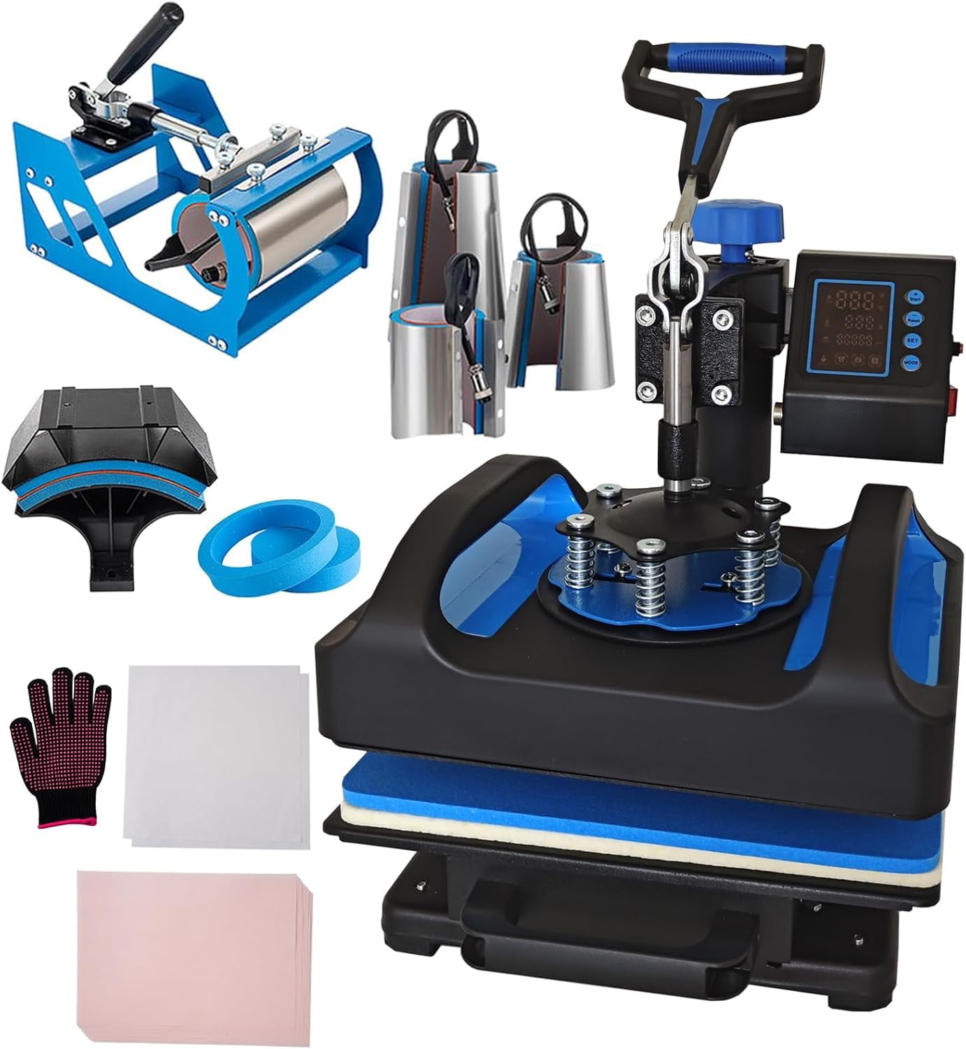 SHZOND 8 in 1 Heat Press, Heat Press Machine 12x10 inch, 110V T Shirt Pressing Machine Slide Out Design, Multifunctional Heat Press Transfer Machine Sublimation Combo for DIY T-Shirt/Hat/Mug/Plate