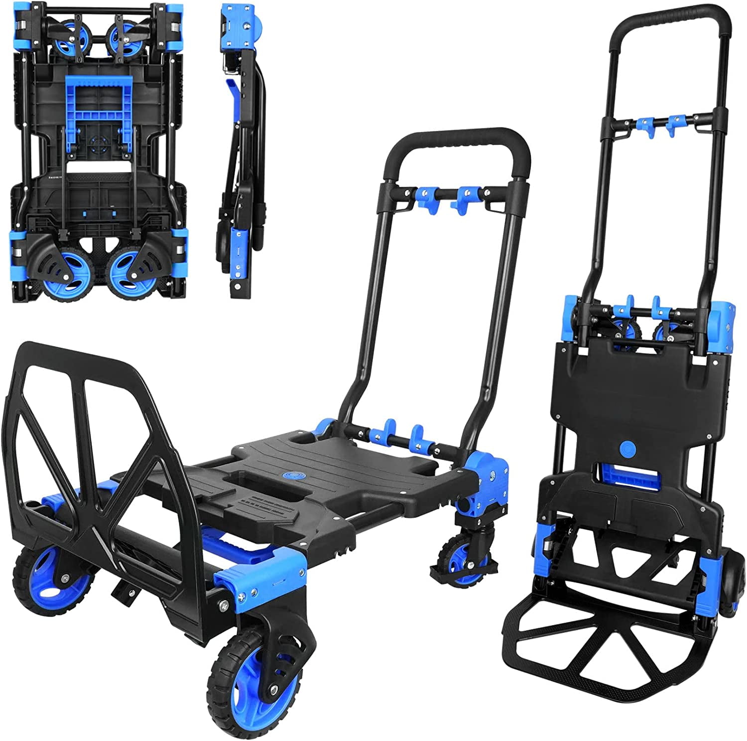 SHZOND Foldable Hand Trucks Heavy Duty Luggage Cart 400lbs Capacity Convertible Hand Cart with Retractable Handle
