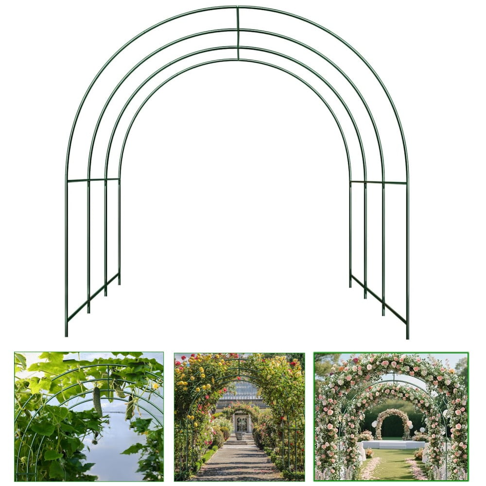 SHZOND Metal Garden Support Arch Frame for Climbing Plants, 118 x 84.6 x 86.6 Inch Large Plant Climbing Arbor Arch Outdoor for Vines, Weddings & Backyard Decoration (Green)