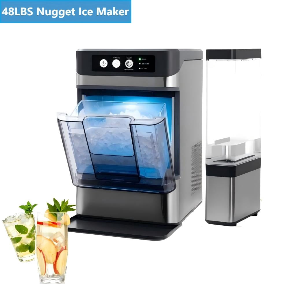SHZOND Nugget Ice Maker Countertop with Self-Cleaning, 48lbs/24Hrs, 6 ...