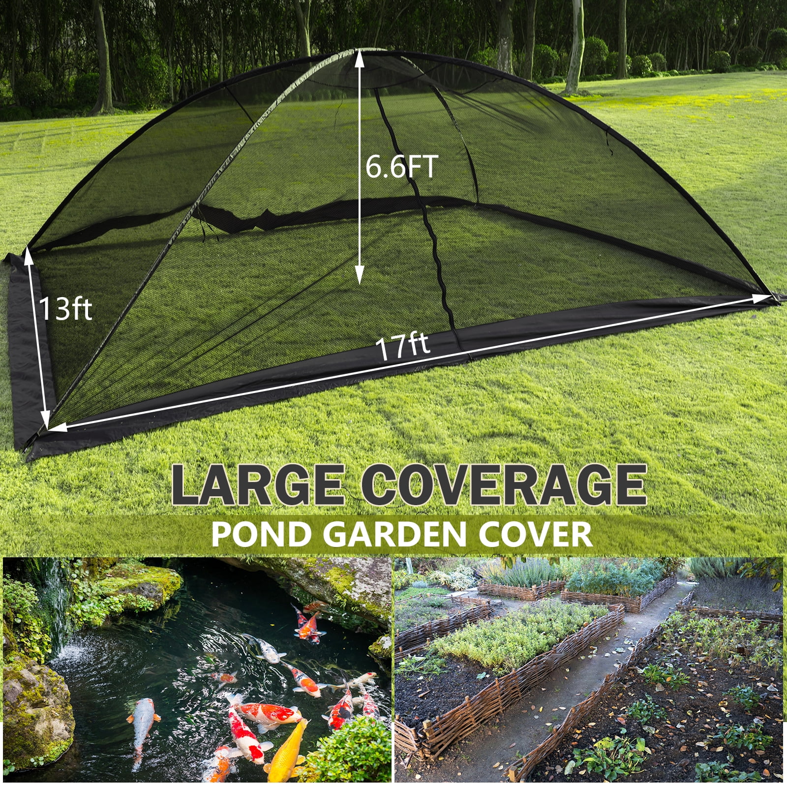 SHZOND Pond Cover Dome, 13x17 ft Garden Pond Net 1/2 inch Mesh Dome