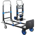 thumbnail image 1 of SHZOND Pro 2 in 1 Heavy Duty Aluminum Hand Truck, 660lbs Capacity Folding Dolly Cart, Convertible Hand Truck with Pneumatic 4-Wheels and Retractable Handle for Moving, 1 of 6