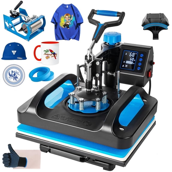 SHZOND Heat Press 15x12 Inch, 5 in 1 Heat Press Machine with 30OZ Tumbler Press,Swing Away T Shirt Pressing Machine, Combo Heat Press Machine Sublimation for T-Shirt Hat Cap Mug Plate